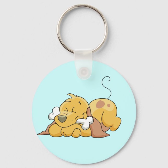 Lycklig hund med benTshirts och gåvor Nyckelring (Framsida)