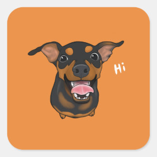 Lycklig Hund Min Pin Miniature Pinscher Sticker Fyrkantigt Klistermärke