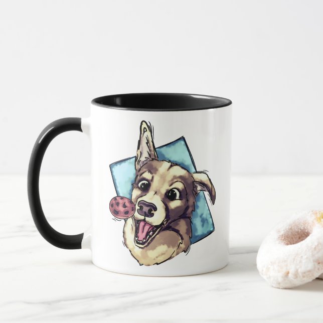 Lycklig hund och cookie mugg (Med munk)