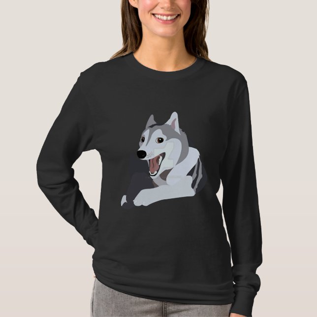 Lycklig Hund Pun Husky Meme T Shirt (Framsida)