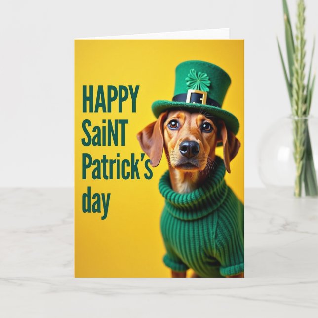 Lycklig Hund Saint Patrick's Day-kort Kort (Framsida)