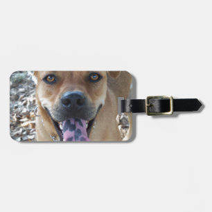 Lycklig, hund, tunga bagagebricka