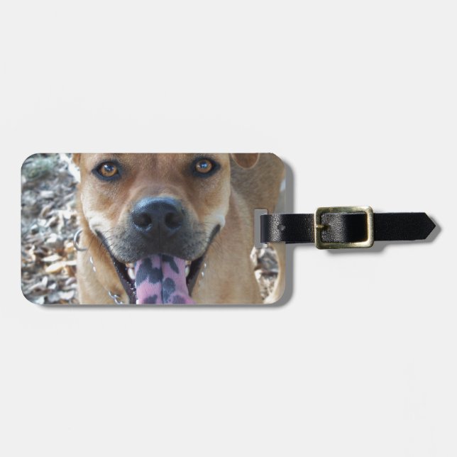 Lycklig, hund, tunga bagagebricka (Horisontell Framsida)
