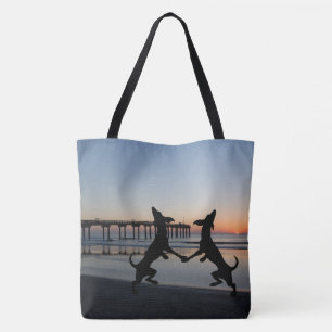 "Lycklig Hundar Gift Bag Tote återanvändbar Livsme Tygkasse