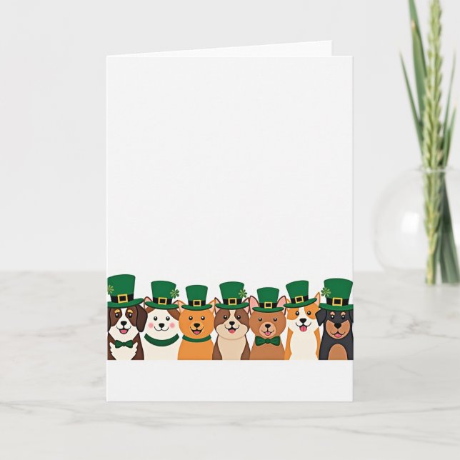 Lycklig hundparad St. Patricks-kort Kort (Framsida)