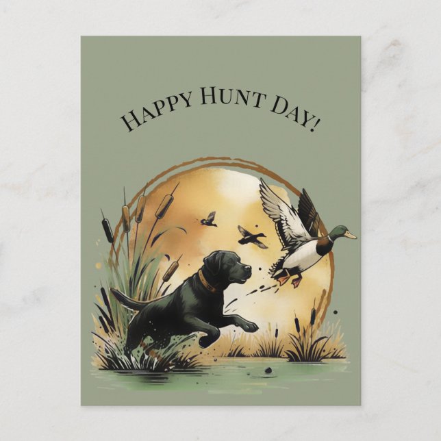 Lycklig Hunt Day! Vykort (Framsida)
