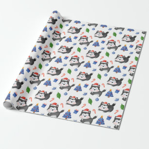 Lycklig Husky jul Mönster Presentpapper