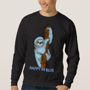 Lycklig i Blue Sloth Hanging Lång Ärmad Tröja
