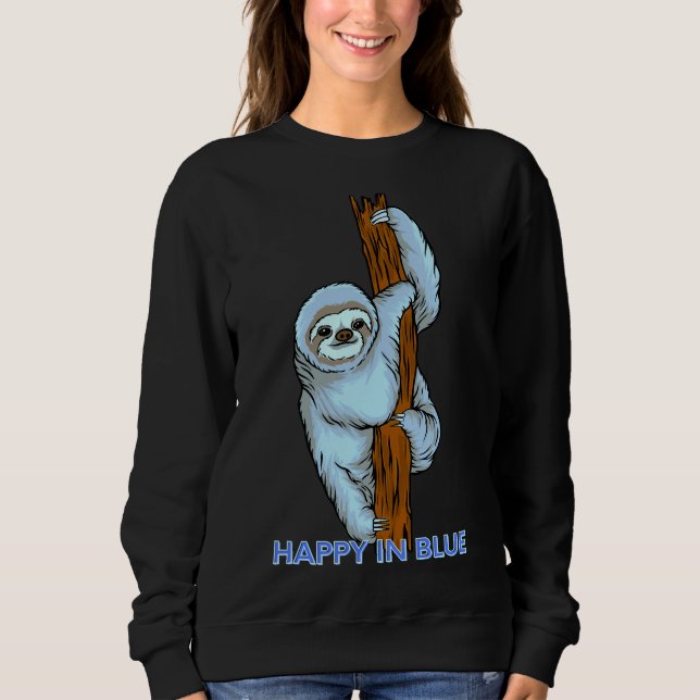 Lycklig i Blue Sloth Hanging T Shirt (Framsida)