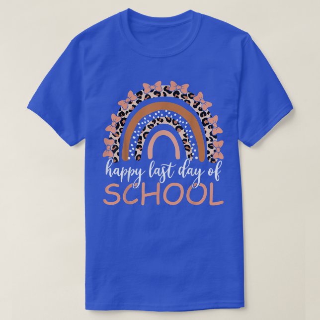 Lycklig i förra dagen i skolleopard Boho Rainbow H T Shirt (Design framsida)