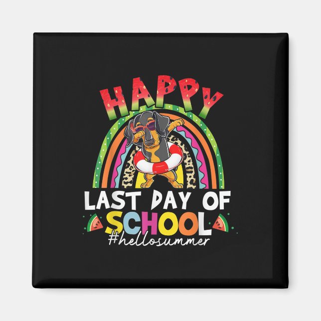 Lycklig i förra dagen, skoldachshund, rab Rainbow  Magnet (Framsidan)