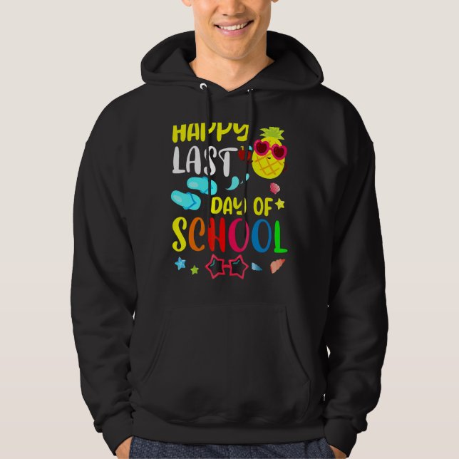 Lycklig i förra skoldagen för Student Cute Pineapp Hoodie (Framsida)