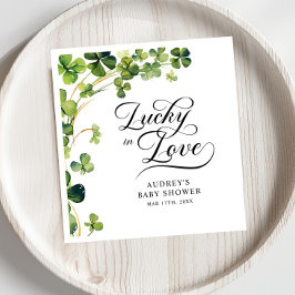Lycklig i kärlek Bröllopsbrudsmiddag Grön Shamrock Pappersservett