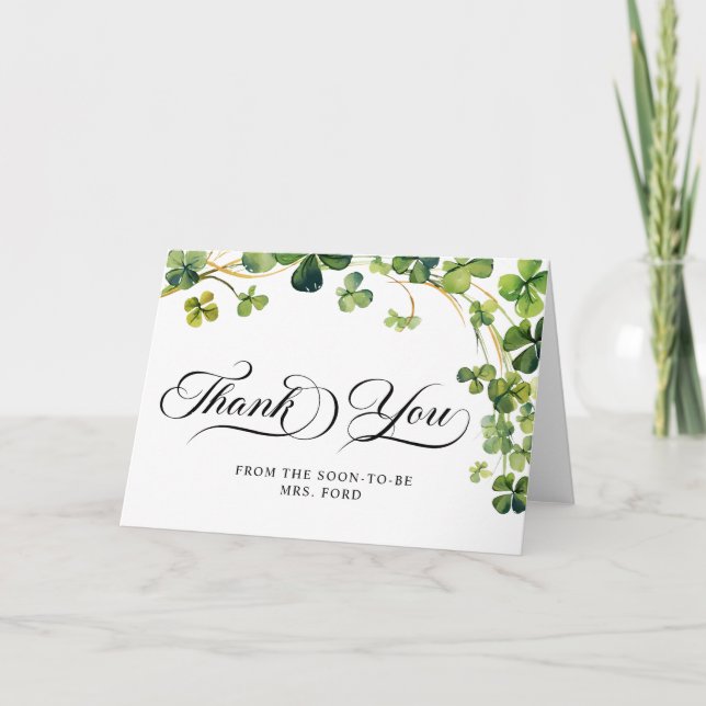 Lycklig i kärlek Bröllopsbrunch Grön Shamrock Tack Kort (Framsida)