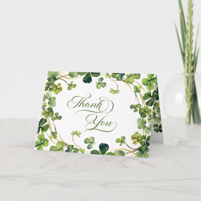 Lycklig i kärlek - Bröllopsdusch Grön Shamrock Tack Kort (Framsida)