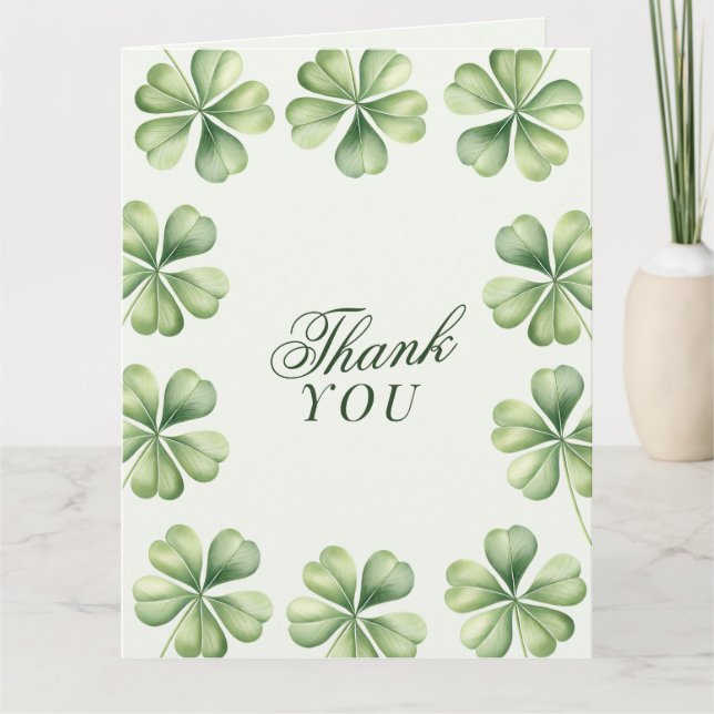 Lycklig i Kärlek Bröllopsdusch Grön Shamrock Tack Kort (Framsida)