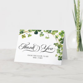 Lycklig i kärlek Bröllopsdusch Grön Shamrock Tack Kort