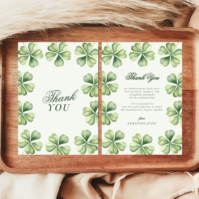 Lycklig i Kärlek Bröllopsdusch Grön Shamrock Tack Kort (Skapare uppladdad)