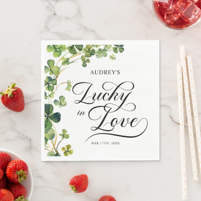 Lycklig i Kärlek Bröllopsfest för Bruden Grön Sham Pappersservett (Insitu)