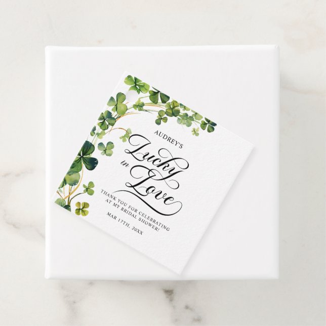 Lycklig i Kärlek Bröllopsfest Grön Shamrock Gåvor Etiketter (På plats)
