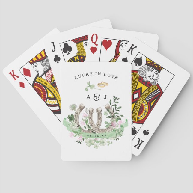 Lycklig i kärlek | Klöverhästar Hästsko Bröllop Casinokort (Baksidan)