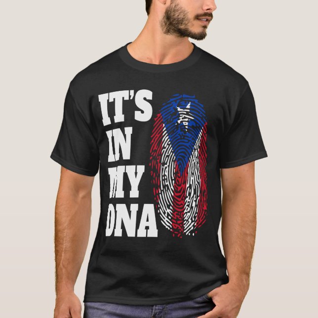 Lycklig I min DNA Puerto Rico Rican Flagga T Shirt (Framsida)
