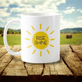 Lycklig i Sol vid stiga upp och Shine Gult Illustr Kaffemugg