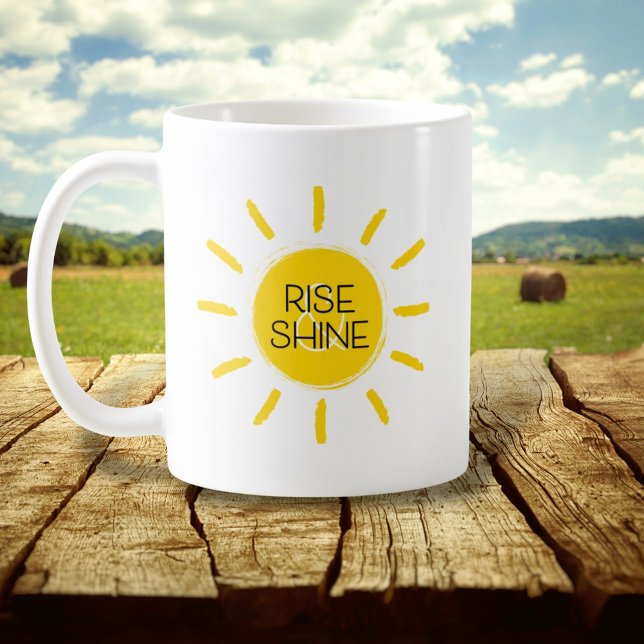 Lycklig i Sol vid stiga upp och Shine Gult Illustr Kaffemugg (Skapare uppladdad)