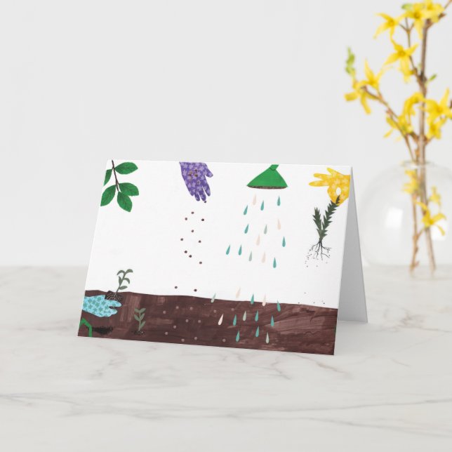  lycklig | Illustration av trädgårdsmästare Kort (Gul blomma)