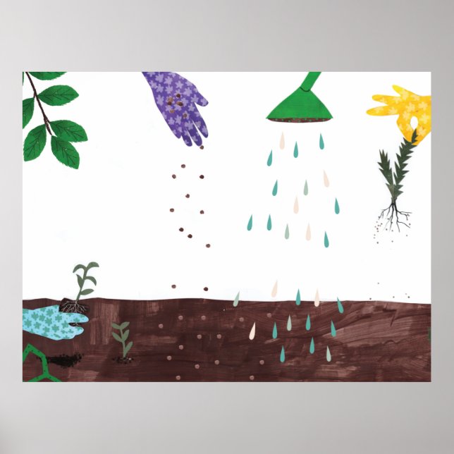  lycklig | Illustration av trädgårdsmästare Poster (Framsidan)