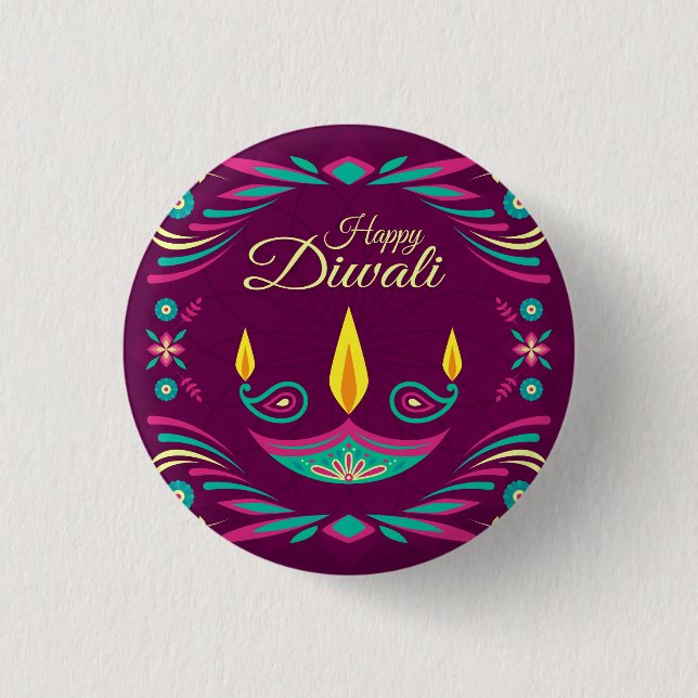 Lycklig illustration för Diwali lilastearinljus Knapp (Framsida)