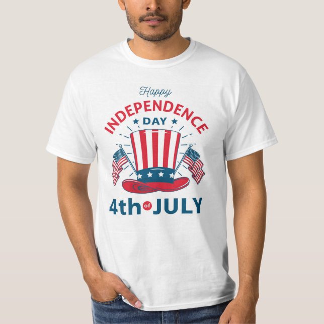 Lycklig Independence day - 4 juli Firande T Shirt (Framsida)