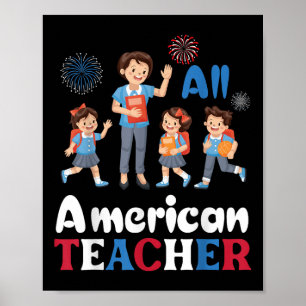 Lycklig Independence day All American Teacher Kärl Poster
