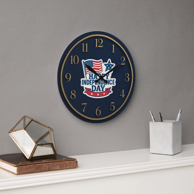 Lycklig Independence day American Flagga Clock Stor Klocka (Kontor)