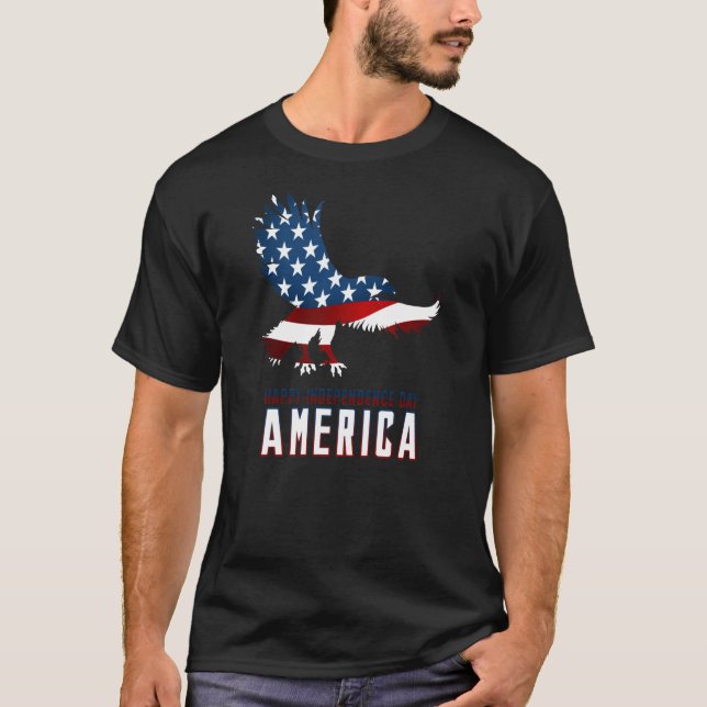 Lycklig Independence day | Amerikanska Helgdag T Shirt (Framsida)
