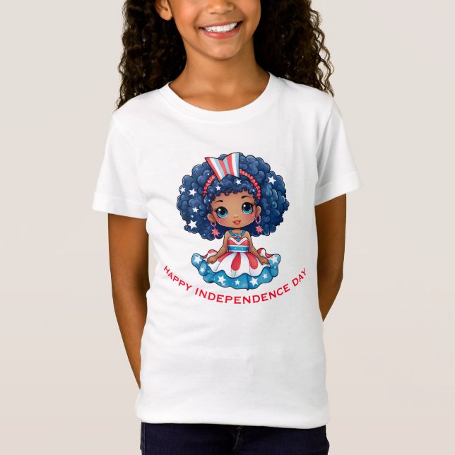 Lycklig Independence day Cute American Doll T Shirt (Framsida)