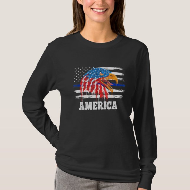 Lycklig Independence day Eagle Stars och stripes D T Shirt (Framsida)