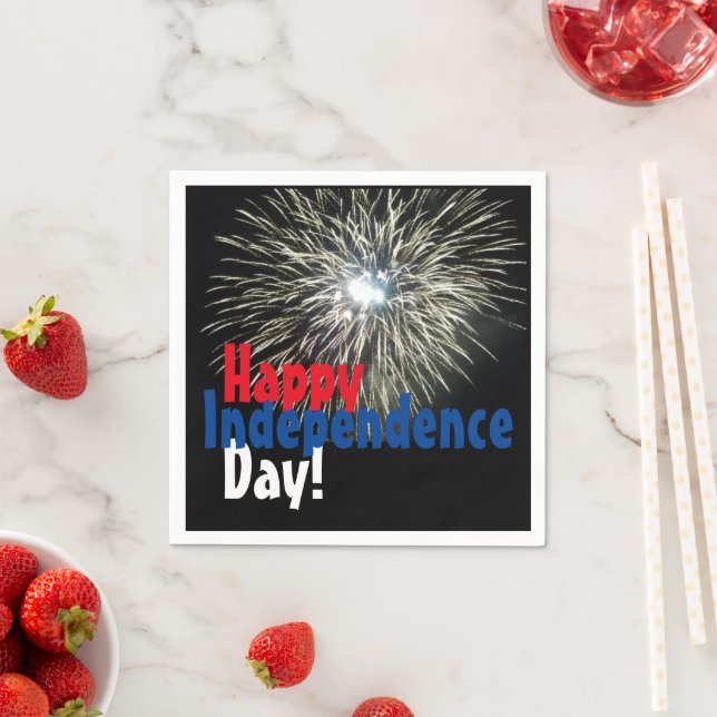 Lycklig Independence day Elegant Fireworks Black Pappersservett (Insitu)