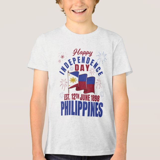 Lycklig Independence day Filippinerna Pinoy Filipi T Shirt (Framsida)