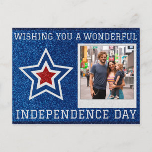 Lycklig Independence day Fotofotofoto Glitter Vykort