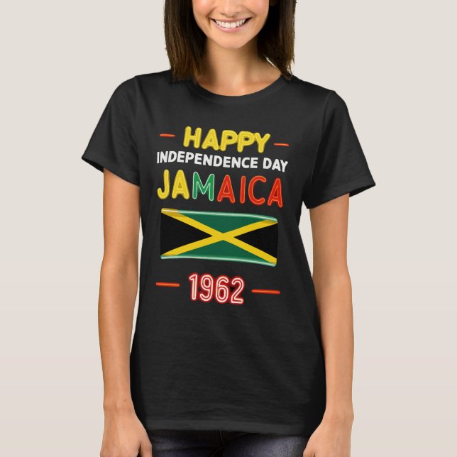Lycklig Independence day Jamaica 1962 Proud Jamaic T Shirt (Framsida)