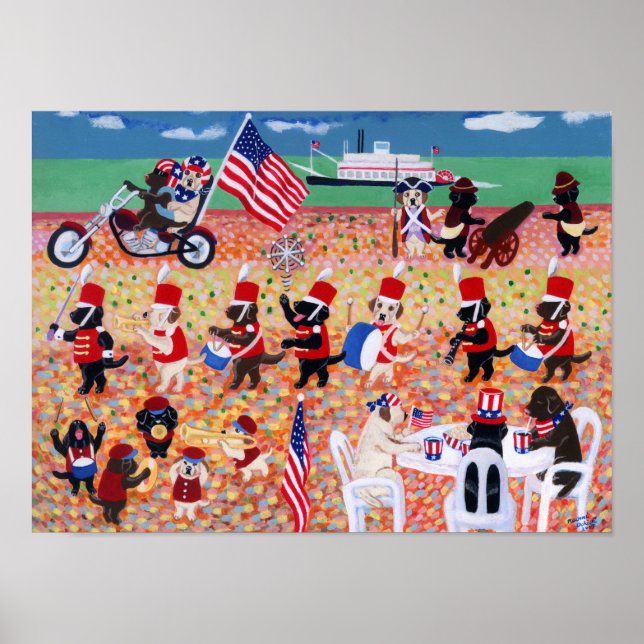 Lycklig Independence day Labradors Artwork Poster (Framsidan)
