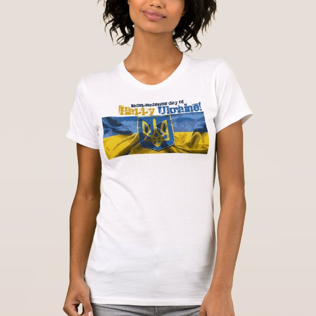 Lycklig Independence day Ukraina Tee Shirt (Framsida)
