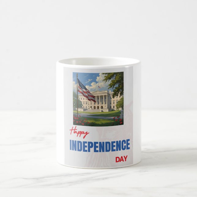 "Lycklig Independence day" Vita huset Flagga Kaffemugg (Center)