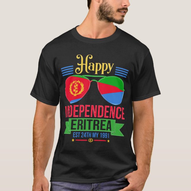 Lycklig Independence Eritrea, Eritrean Flagga Prem T Shirt (Framsida)