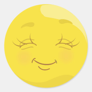 Lycklig & Innehåll Gult Emoji ansikte Stickers Runt Klistermärke
