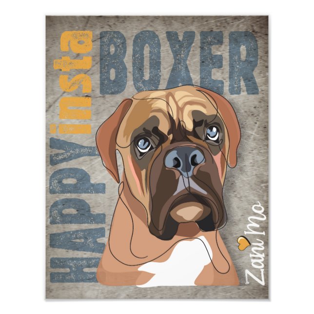Lycklig Insta Boxer - Zani Mo Hund Fototryck (Framsidan)