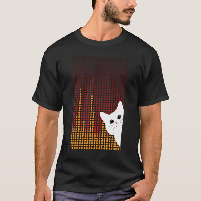 lycklig Internationella Dag Punkt med söt vit katt T Shirt (Framsida)