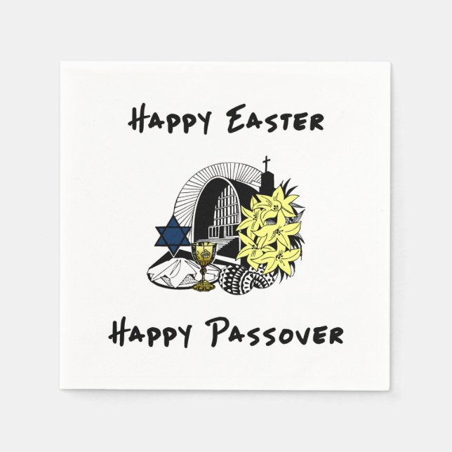 Lycklig Interreligiösa Påsk och Passover Pappersservett (Framsidan)
