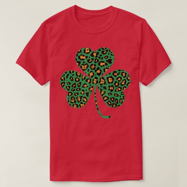 Lycklig Irish Shamrock Leopard Funny St T Shirt (Design framsida)